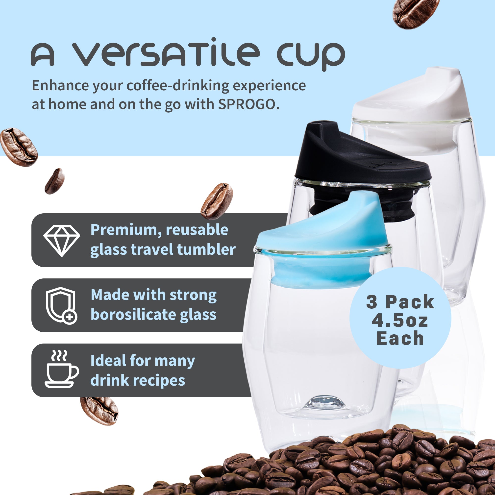 3-Pack: Black, White & Blue